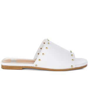 Rag & Co Renaldi Genuine Leather Studded Slip-On Flats - White