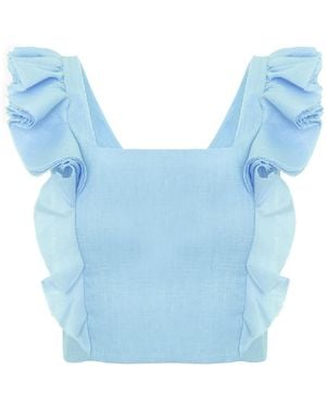 Underflirty Flirty Linen Top - Blue