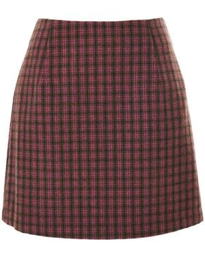 Louche Aubin Wyoming Check A-Line Mini Skirt - Red