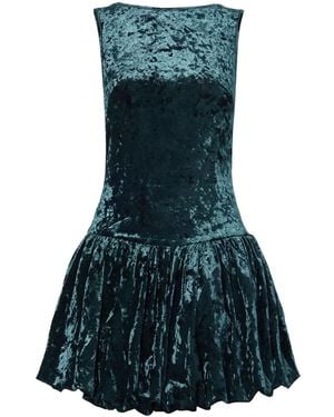 Amy Lynn Ciara Emerald Velvet Puffball Ultra Mini Dress - Green