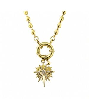By Ozge Celestial North Star Beaded Chain Toggle Plated Necklace - Metallic