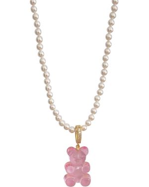 Ninemoo Shell Bead Necklace And Gummy Bear Pendant - Metallic