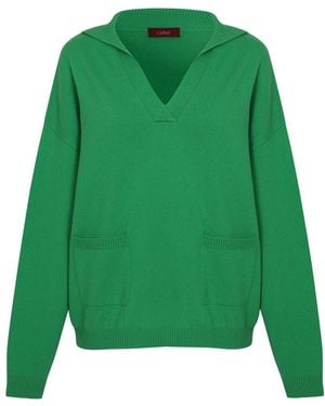 CALLAITE Pure Cashmere Romana Sailor Pullover - Green