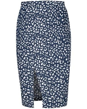Conquista Print Gabardine Pencil Skirt - Blue
