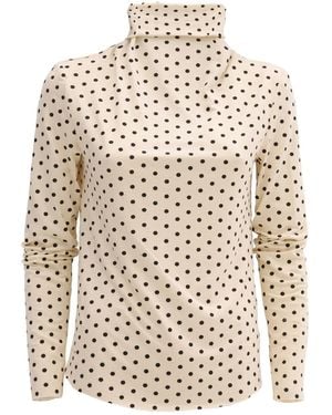 Julia Allert Neutrals Basic Long Sleeve Top Polka Dot - Natural