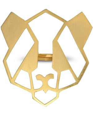Meraki by Rashmi Bajaj Playful Panda Plated Chunky Ring - Metallic