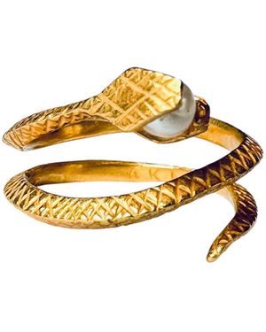 Aki Roc Jewelry Snake Ring - Metallic