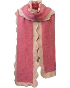 Saachi Scallop Trim Knit Scarf - Pink
