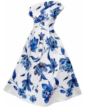Girl In Mind Betty Asymmetric Floral Print Midi Dress - Blue
