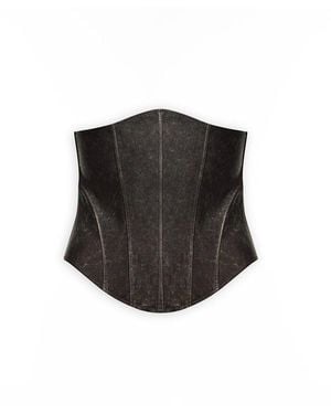 Maison sél Distressed Effect Super Skinny Leather Corset - Black