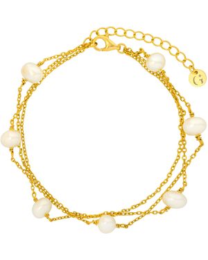 Gold Trip Neutrals Layered Pearl Satellite Bracelet - Metallic