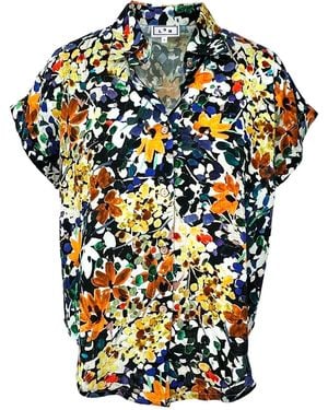 L2R THE LABEL Floral Print Linen Short-Sleeved Shirt - Multicolour
