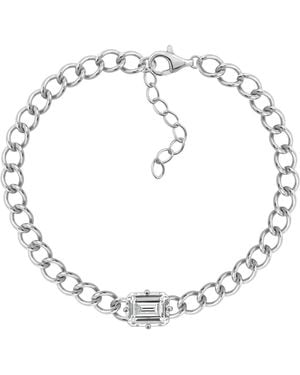Diamonbliss Solo Emerald Curb Chain Bracelet, Platinum - Metallic