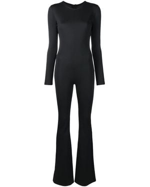 LIA ARAM Flared Fitted Dive Fabric Jumpsuit - Black