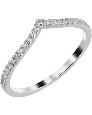 Spero London Pave Wishbone V Sterling Ring - White