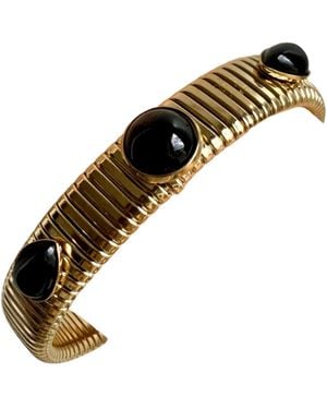 Laura Gray Round & Pear Shaped Onyx Omega Bracelet - Metallic