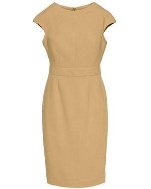 Conquista Solid Colour Dress With Cap Sleeves Camel Colour - Natural
