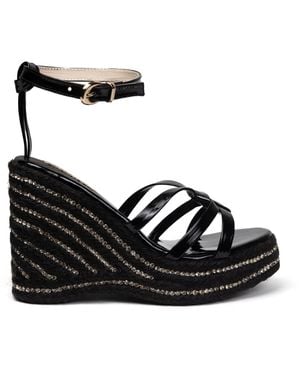 Rettrose Alani Hand Embellished Luxury Wedge Shoe - Black