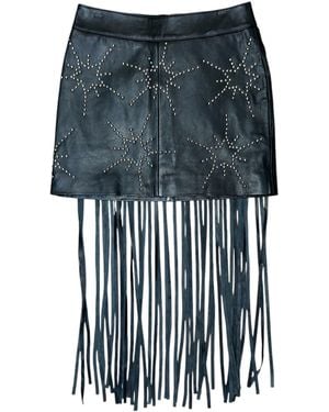 Any Old Iron Studded Starburst Leather Mini Skirt - Grey
