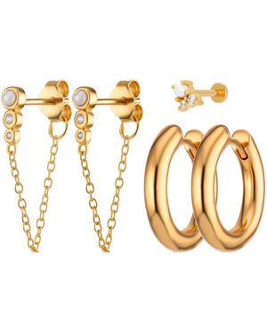 Scream Pretty Chunky Pearl Earring Stacking Set - Metallic