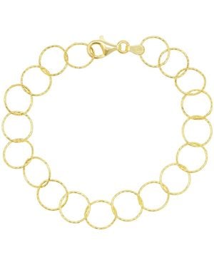 Spero London Textured Circle Hoops Sterling Chain Bracelet - Metallic