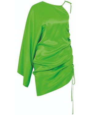 NAZLI CEREN Rocha Asymmetric Mini Satin Dress - Green
