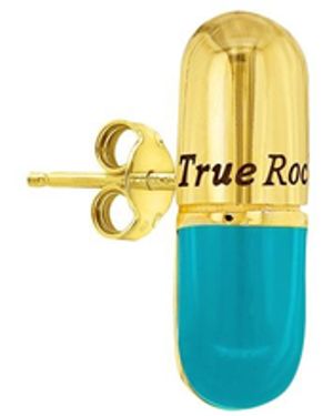 True Rocks Turquoise Enamel & 18kt Gold Plated Pill Stud - Blue