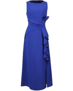 Smart and Joy Asymmetric Ruffle Panel Dress - Blue