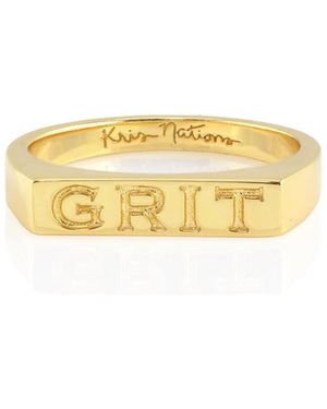 Kris Nations Grit Engraved Ring - Yellow