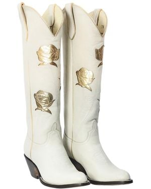 Fraulein Boot Company San Antonio Rose Cowboy Boot - White
