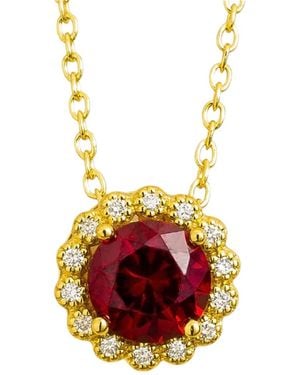 Juvetti Solen Necklace Set With Ruby & Diamond - Red