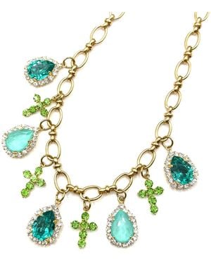 Achala Handcrafted Caribbean Charm Statement Necklace - Green