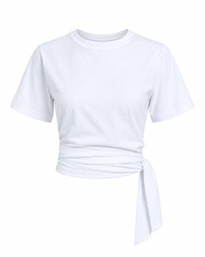 Mind Traveler Cropped Tie-Waist T-Shirt - Blue