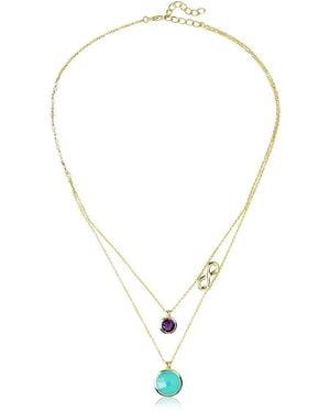 Saachi Aqua Chalcedony, Amethyst Double Layer Infinity Necklace - Gray