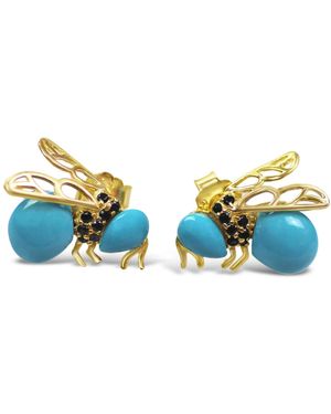 Bellus Domina Sterling Silver Bee Earrings - Blue