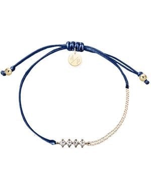 Adriana Pappas Designs Cz Crystal Bar Bracelet On Coloured Cord - Blue