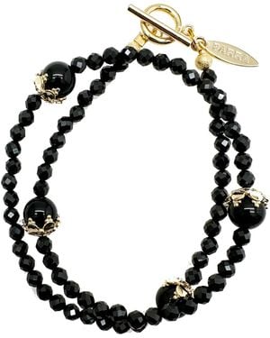 Farra Timeless Obsidian Double Wrapped Bracelet - Black