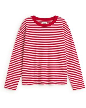 Thinking Mu Long Sleeve Striped Emily R T-Shirt - Red
