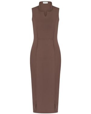 Celestine & Mae Collar Midi Dress - Brown