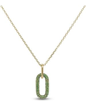 Clemence Wren Oval Gemstone Pendant Necklace - Metallic