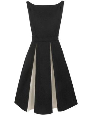 Santinni 'Poise' Wool Dress With Silk Taffeta - Black
