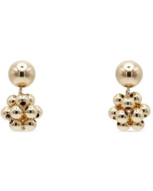 Pas De Marque Filled Beaded Earrings Cube Pendant - Metallic