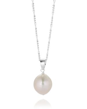 Nellou Jewellery Ellen Large Pearl Necklace Sterling - Metallic