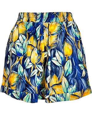 L2R THE LABEL And Linen Boxer Shorts - Blue