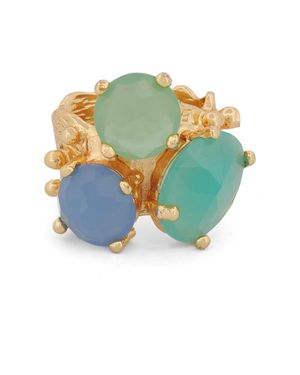 Ebru Jewelry Aqua Chalcedony Goddess Adjustable Ring - Blue