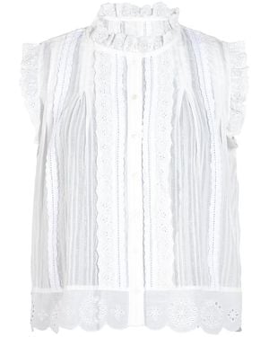 Rose & Nancy Jean Ivory Cotton Lace Trim Pretty Swing Top - White