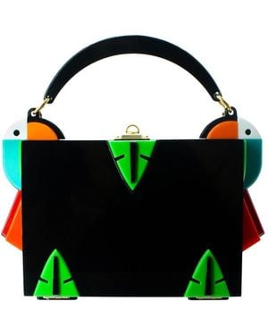 Gissa Bicalho Handmade Acrylic Clutch Toucan - Black