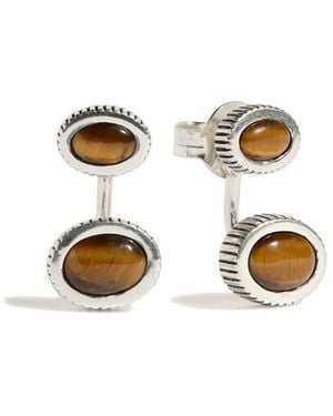 Stone Fruit Bolo Ear Jacket Earrings - Metallic