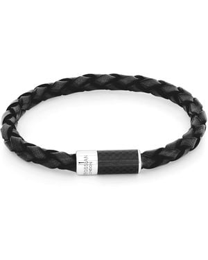 Tateossian Carbon Pop Bracelet With Leather And Carbon Fibre - Black
