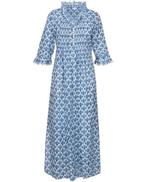 At Last Cotton Annabel Maxi Dress - Blue
